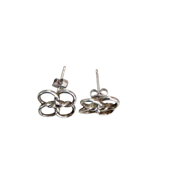 Tiffany & Co. Elsa Peretti Quadrifoglio Four Leaf Clover Silver Earrings - Picture 7 of 10
